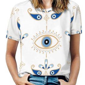 AILLOSA YH-276 Tamamı Baskılı Kısa Kollu Yuvarlak Yaka Kadın T-shirt