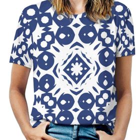 AILLOSA YH-277 Tamamı Baskılı Kısa Kollu Yuvarlak Yaka Kadın T-shirt