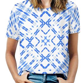 AILLOSA YH-281 Tamamı Baskılı Kısa Kollu Yuvarlak Yaka Kadın T-shirt