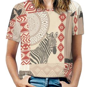 AILLOSA YH-284 Tamamı Baskılı Kısa Kollu Yuvarlak Yaka Kadın T-shirt