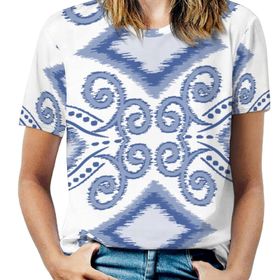 AILLOSA YH-286 Tamamı Baskılı Kısa Kollu Yuvarlak Yaka Kadın T-shirt