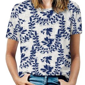 AILLOSA YH-289 Tamamı Baskılı Kısa Kollu Yuvarlak Yaka Kadın T-shirt
