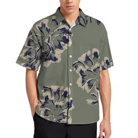 AILLOSA YH-292 Aloha Hawaii 3D Desen Kısa Kollu Erkek Gömlek