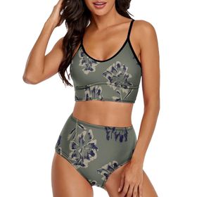 AILLOSA YH-292 Geniş Omuz Askılı Üçgen Bikini Üstü Alçak Bel İki Parça Kadın Bikini Set