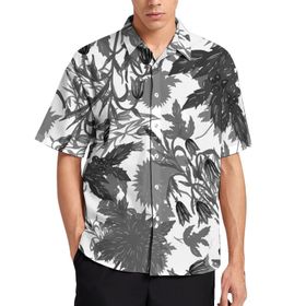 AILLOSA YH-295 Aloha Hawaii 3D Desen Kısa Kollu Erkek Gömlek