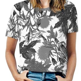 AILLOSA YH-295 Tamamı Baskılı Kısa Kollu Yuvarlak Yaka Kadın T-shirt