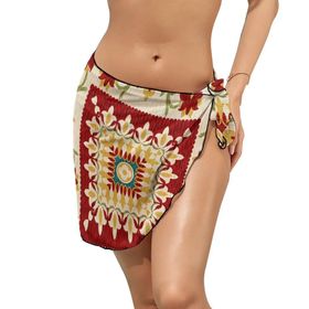AILLOSA YH-297 Wrap Sarong Beyaz Siyah Kadın Plaj Elbise