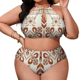 AILLOSA YH-299 Büyük Beden Geniş Askılı Orta Bel Büyük Beden Kadın Bikini Seti