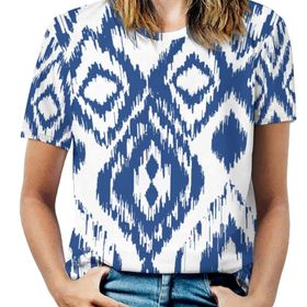 AILLOSA YH-301 Tamamı Baskılı Kısa Kollu Yuvarlak Yaka Kadın T-shirt