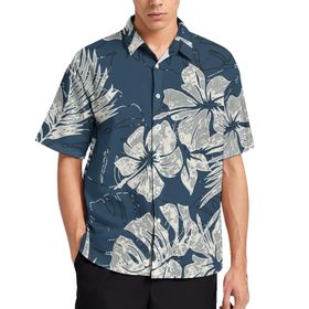 AILLOSA YH-302 Aloha Hawaii 3D Desen Kısa Kollu Erkek Gömlek