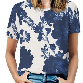 AILLOSA YH-304 Tamamı Baskılı Kısa Kollu Yuvarlak Yaka Kadın T-shirt