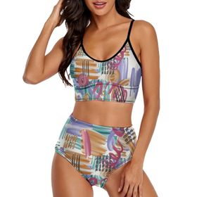 AILLOSA YH-305 Geniş Omuz Askılı Üçgen Bikini Üstü Alçak Bel İki Parça Kadın Bikini Set