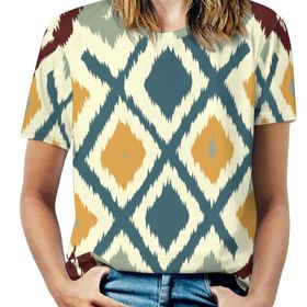 AILLOSA YH-307 Tamamı Baskılı Kısa Kollu Yuvarlak Yaka Kadın T-shirt