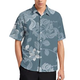 AILLOSA YH-309 Aloha Hawaii 3D Desen Kısa Kollu Erkek Gömlek