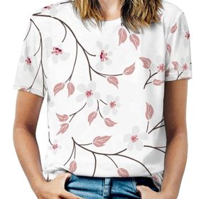 AILLOSA YH-313 Tamamı Baskılı Kısa Kollu Yuvarlak Yaka Kadın T-shirt