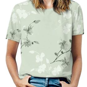 AILLOSA YH-314 Tamamı Baskılı Kısa Kollu Yuvarlak Yaka Kadın T-shirt