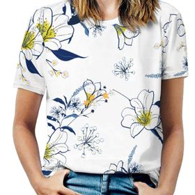 AILLOSA YH-315 Tamamı Baskılı Kısa Kollu Yuvarlak Yaka Kadın T-shirt