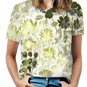 AILLOSA YH-316 Tamamı Baskılı Kısa Kollu Yuvarlak Yaka Kadın T-shirt
