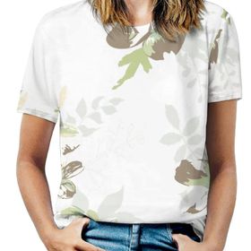 AILLOSA YH-318 Tamamı Baskılı Kısa Kollu Yuvarlak Yaka Kadın T-shirt