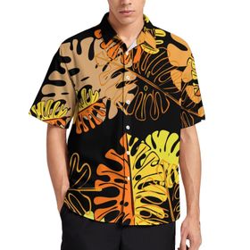 AILLOSA YH-323 Aloha Hawaii 3D Desen Kısa Kollu Erkek Gömlek
