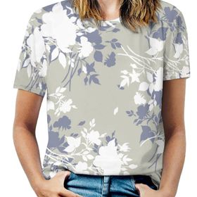 AILLOSA YH-326 Tamamı Baskılı Kısa Kollu Yuvarlak Yaka Kadın T-shirt