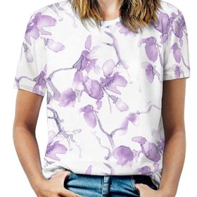 AILLOSA YH-329 Tamamı Baskılı Kısa Kollu Yuvarlak Yaka Kadın T-shirt