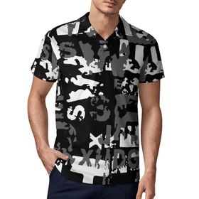 AILLOSA YH-333 3D Baskılı Desen Kısa Kollu Polo Yaka Erkek T-shirt