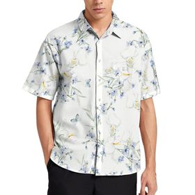 AILLOSA YH-334 Aloha Hawaii 3D Desen Kısa Kollu Erkek Gömlek