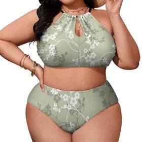 AILLOSA YH-343 Büyük Beden Geniş Askılı Orta Bel Büyük Beden Kadın Bikini Seti