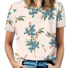 AILLOSA YH-345 Tamamı Baskılı Kısa Kollu Yuvarlak Yaka Kadın T-shirt