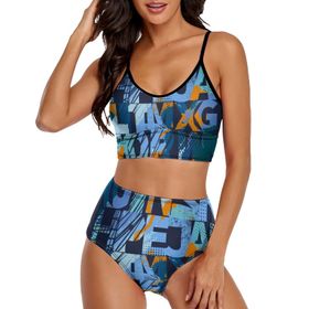 AILLOSA YH-347 Üstü Üçgen Geniş Omuz Askılı Alçak Bel İki Parça Kadın Bikini Seti