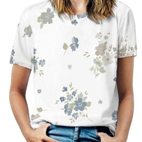 AILLOSA YH-348 Tamamı Baskılı Kısa Kollu Yuvarlak Yaka Kadın T-shirt