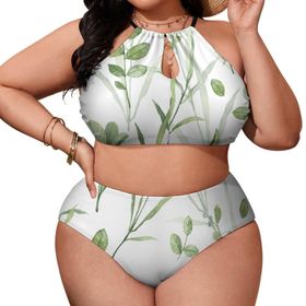 AILLOSA YH-349 Büyük Beden Geniş Askılı Orta Bel Büyük Beden Kadın Bikini Seti