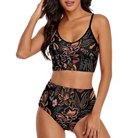 AILLOSA YH-350 Üstü Üçgen Geniş Omuz Askılı Alçak Bel İki Parça Kadın Bikini Seti