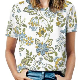 AILLOSA YH-354 Tamamı Baskılı Kısa Kollu Yuvarlak Yaka Kadın T-shirt