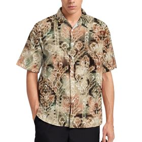 AILLOSA YH-355 Aloha Hawaii 3D Desen Kısa Kollu Erkek Gömlek
