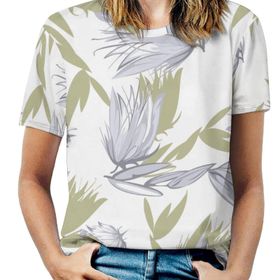 AILLOSA YH-356 Tamamı Baskılı Kısa Kollu Yuvarlak Yaka Kadın T-shirt
