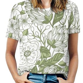 AILLOSA YH-357 Tamamı Baskılı Kısa Kollu Yuvarlak Yaka Kadın T-shirt