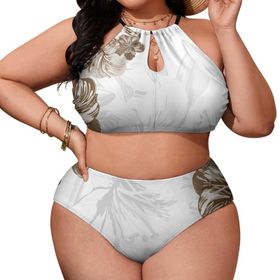 AILLOSA YH-358 Büyük Beden Geniş Askılı Orta Bel Büyük Beden Kadın Bikini Seti