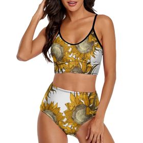 AILLOSA YH-359 Üstü Üçgen Geniş Omuz Askılı Alçak Bel İki Parça Kadın Bikini Seti