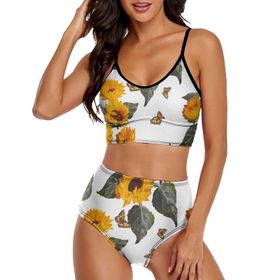AILLOSA YH-361 Üstü Üçgen Geniş Omuz Askılı Alçak Bel İki Parça Kadın Bikini Seti