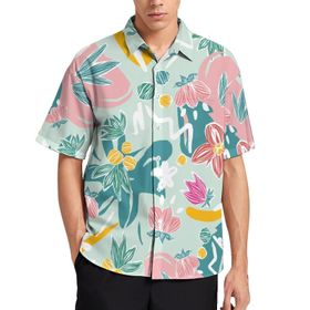 AILLOSA YH-365 Aloha Hawaii 3D Desen Kısa Kollu Erkek Gömlek
