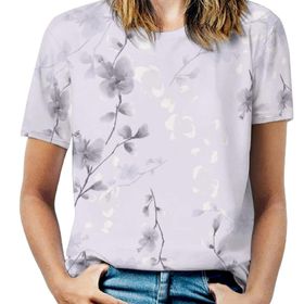 AILLOSA YH-367 Tamamı Baskılı Kısa Kollu Yuvarlak Yaka Kadın T-shirt