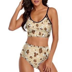 AILLOSA YH-371 Üstü Üçgen Geniş Omuz Askılı Alçak Bel İki Parça Kadın Bikini Seti