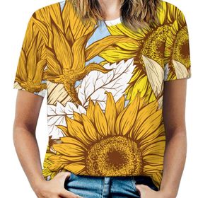 AILLOSA YH-374 Tamamı Baskılı Kısa Kollu Yuvarlak Yaka Kadın T-shirt
