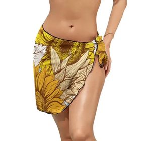 AILLOSA YH-374 Wrap Sarong Beyaz Siyah Kadın Plaj Elbise