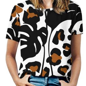 AILLOSA YH-378 Tamamı Baskılı Kısa Kollu Yuvarlak Yaka Kadın T-shirt