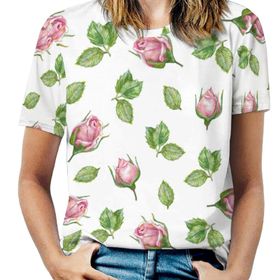 AILLOSA YH-379 Tamamı Baskılı Kısa Kollu Yuvarlak Yaka Kadın T-shirt