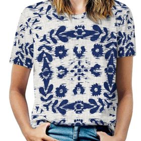 AILLOSA YH-38 Tamamı Baskılı Kısa Kollu Yuvarlak Yaka Kadın T-shirt