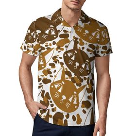 AILLOSA YH-380 3D Baskılı Desen Kısa Kollu Polo Yaka Erkek T-shirt